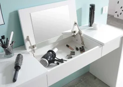 Schminktisch Alizée 125cm, 2 Schubladen und 1 Tür - weiß