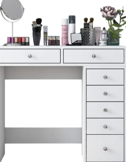 Schminktisch BJ108 - 100% MELAMINE - Weiß - 90 x 81,6 x 44,5 cm