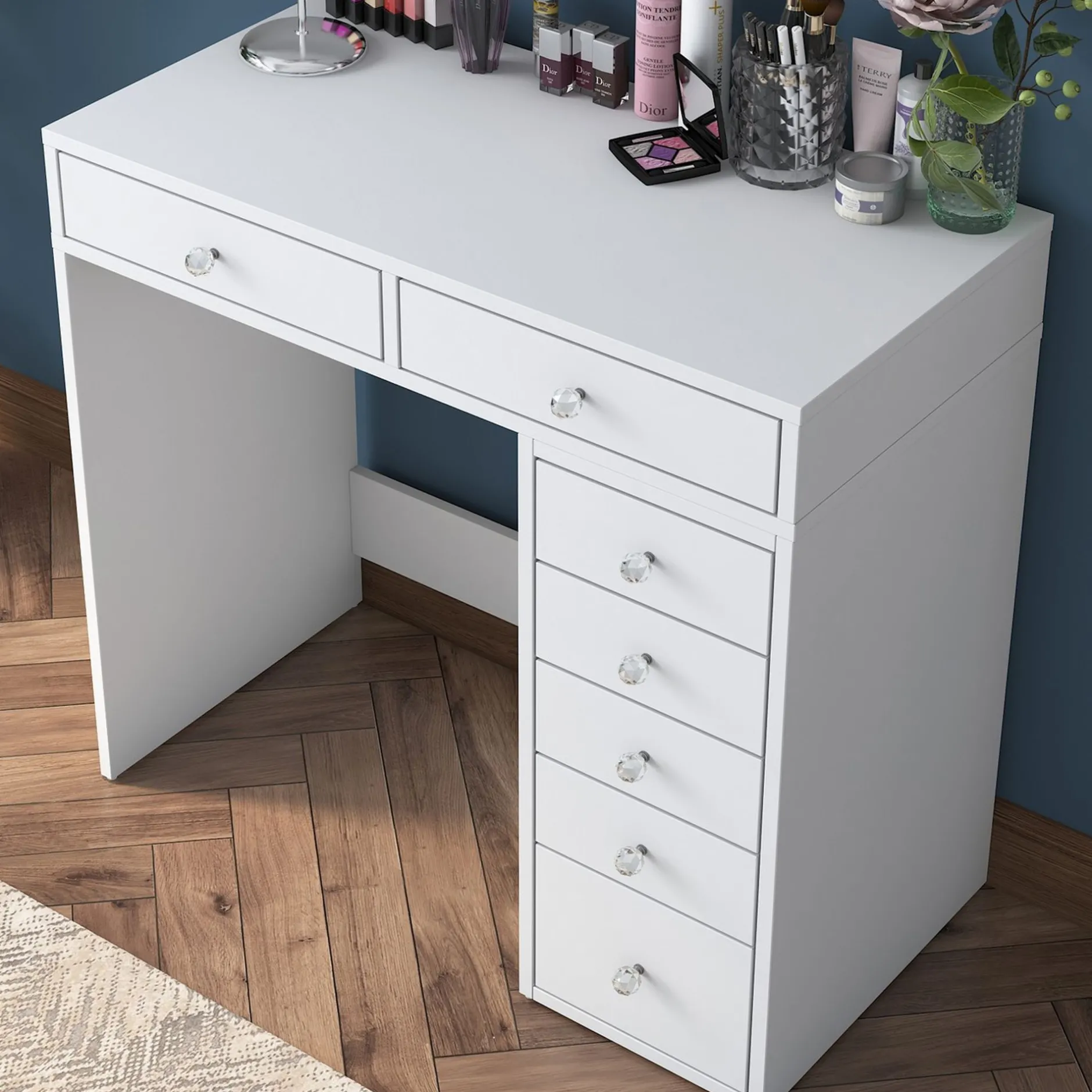 Schminktisch BJ108 - 100% MELAMINE - Weiß - 90 x 81,6 x 44,5 cm