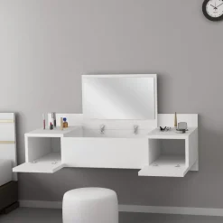 Schminktisch Zakkum - 100% MELAMINE - Weiß - 100 x 33 x 39,1 cm