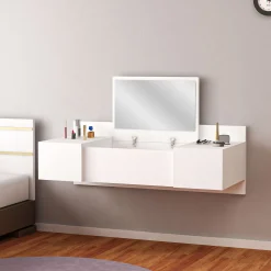 Schminktisch Zakkum - 100% MELAMINE - Weiß - 100 x 33 x 39,1 cm