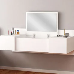 Schminktisch Zakkum - 100% MELAMINE - Weiß - 100 x 33 x 39,1 cm