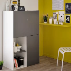 Schrank Flip 2 Türen - grau/weiß