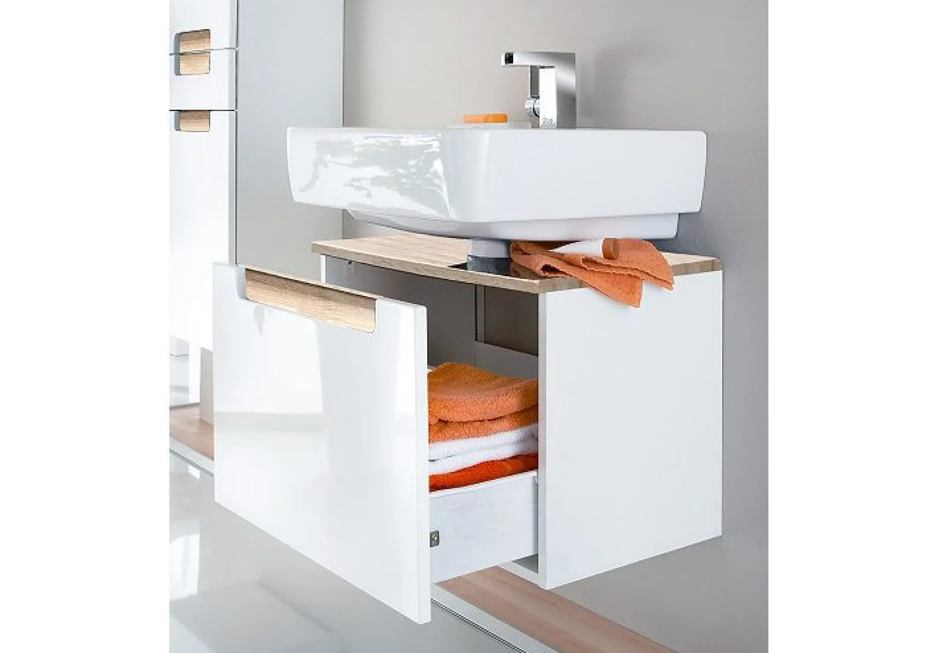 Schrank für Waschtisch Siena 60cm - weiß/braun