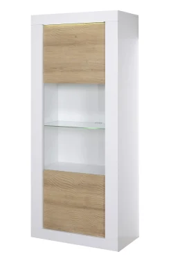 Schrank Kaia 80cm 1 Tür - Hochglanz weiß/Eiche