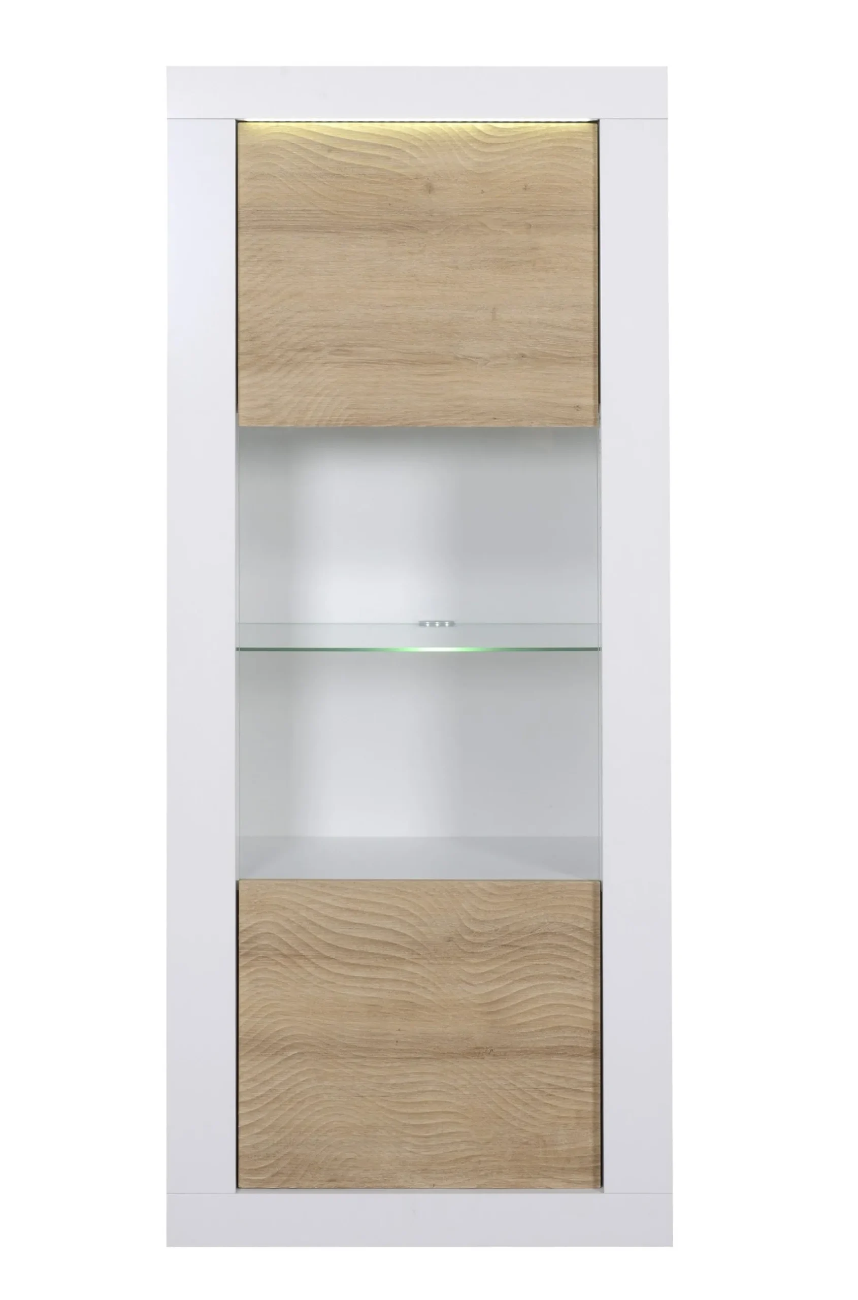Schrank Kaia 80cm 1 Tür - Hochglanz weiß/Eiche
