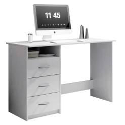Schreibtisch Adriano 123cm mit 3 Schubladen - weiß