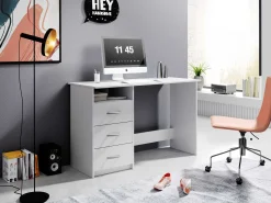 Schreibtisch Adriano 123cm mit 3 Schubladen - weiß