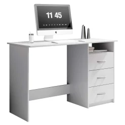 Schreibtisch Adriano 123cm mit 3 Schubladen - weiß