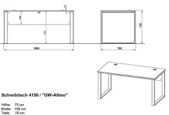 Schreibtisch Aldo 158cm - grau/basalt