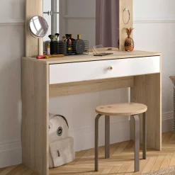 Schreibtisch/Ankleidetisch Under - 94x44x121cm - mit Schublade - Sonoma Eiche/Weiß