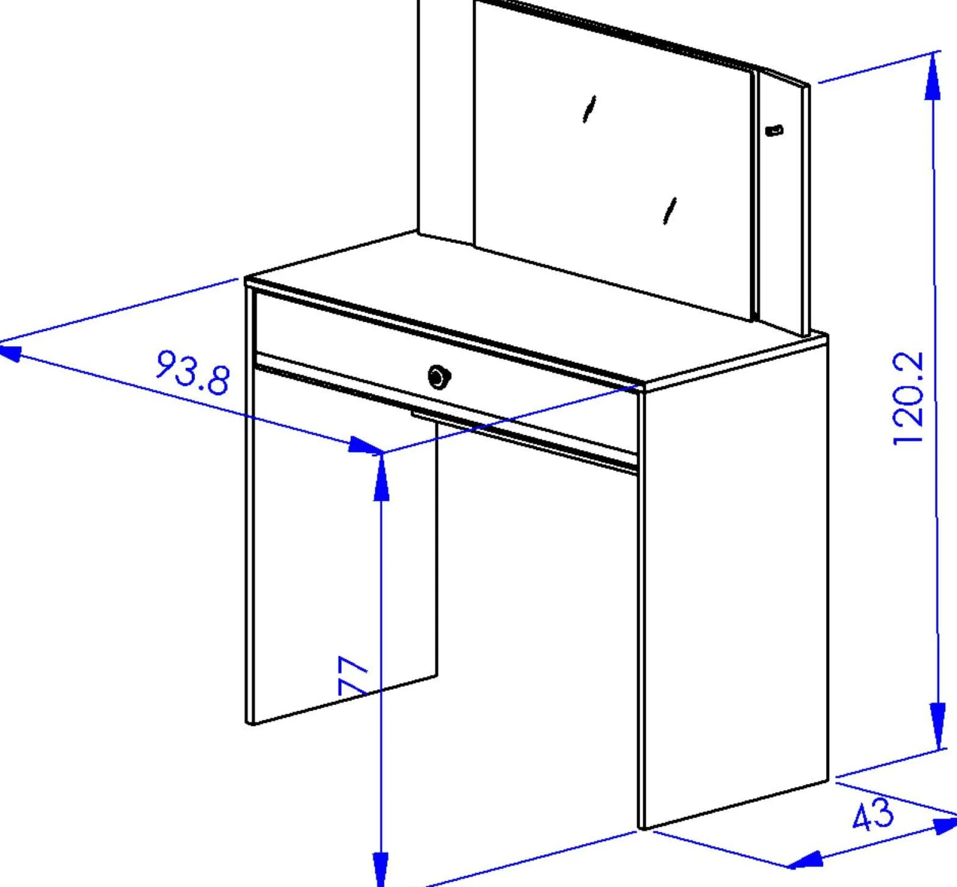 Schreibtisch/Ankleidetisch Under - 94x44x121cm - mit Schublade - Sonoma Eiche/Weiß