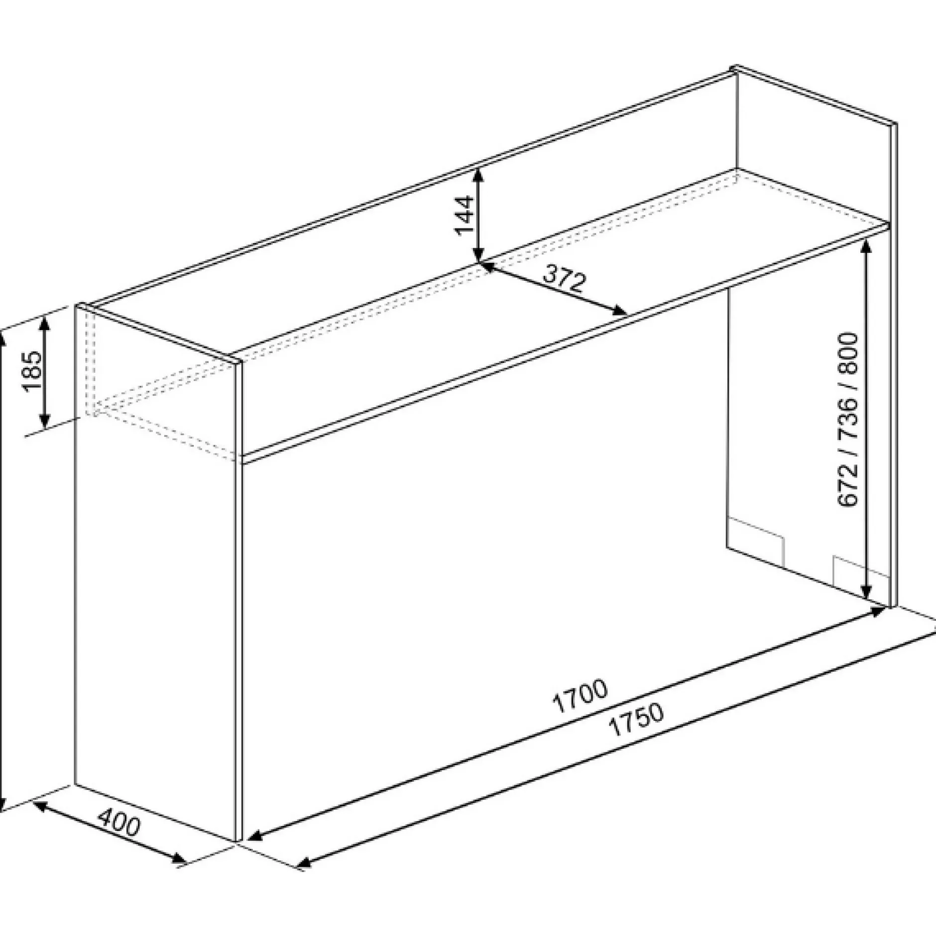 Schreibtisch auf Rädern Portia 175x40x97 - Eiche/anthrazit