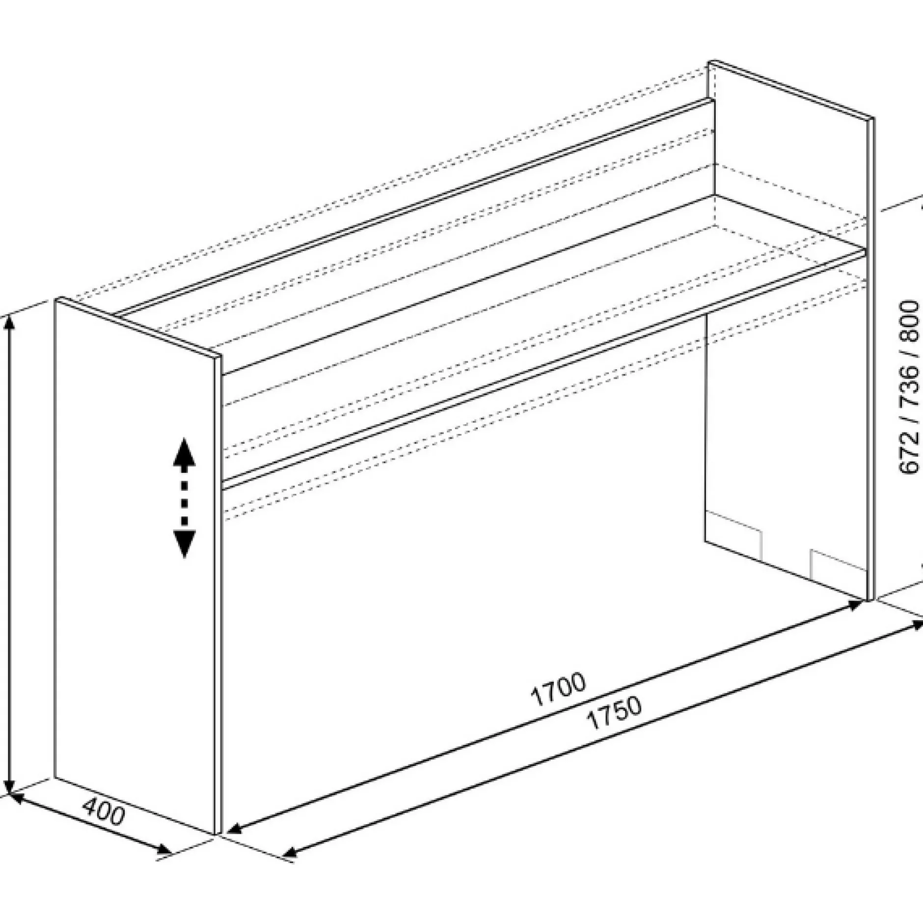 Schreibtisch auf Rädern Portia 175x40x97 - Eiche/anthrazit