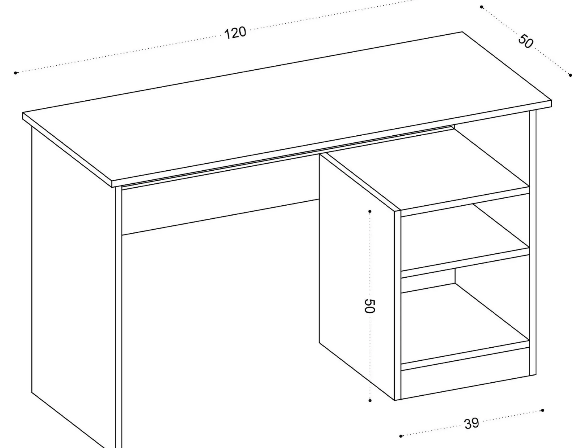Schreibtisch Bahar - 100% MELAMINE - Weiß - 120 x 74 x 50 cm