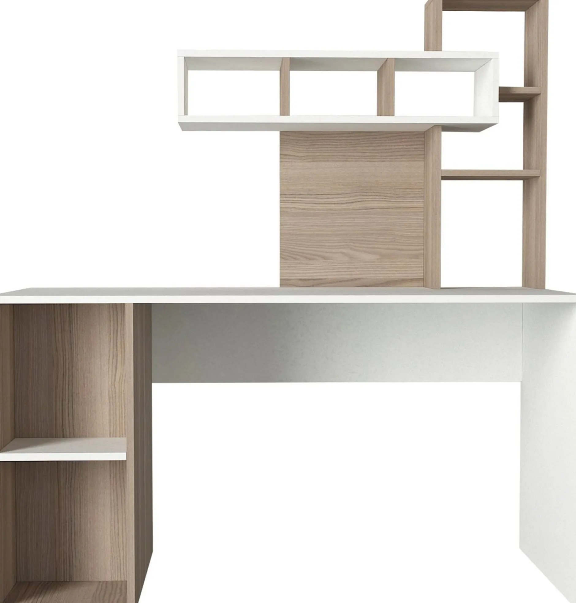 Schreibtisch Coral - 100% MELAMINE - Weiß - 140 x 153,8 x 60 cm