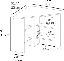Schreibtisch Corner - 100% MELAMINE - Nussbaum - 80 x 73,8 x 80 cm