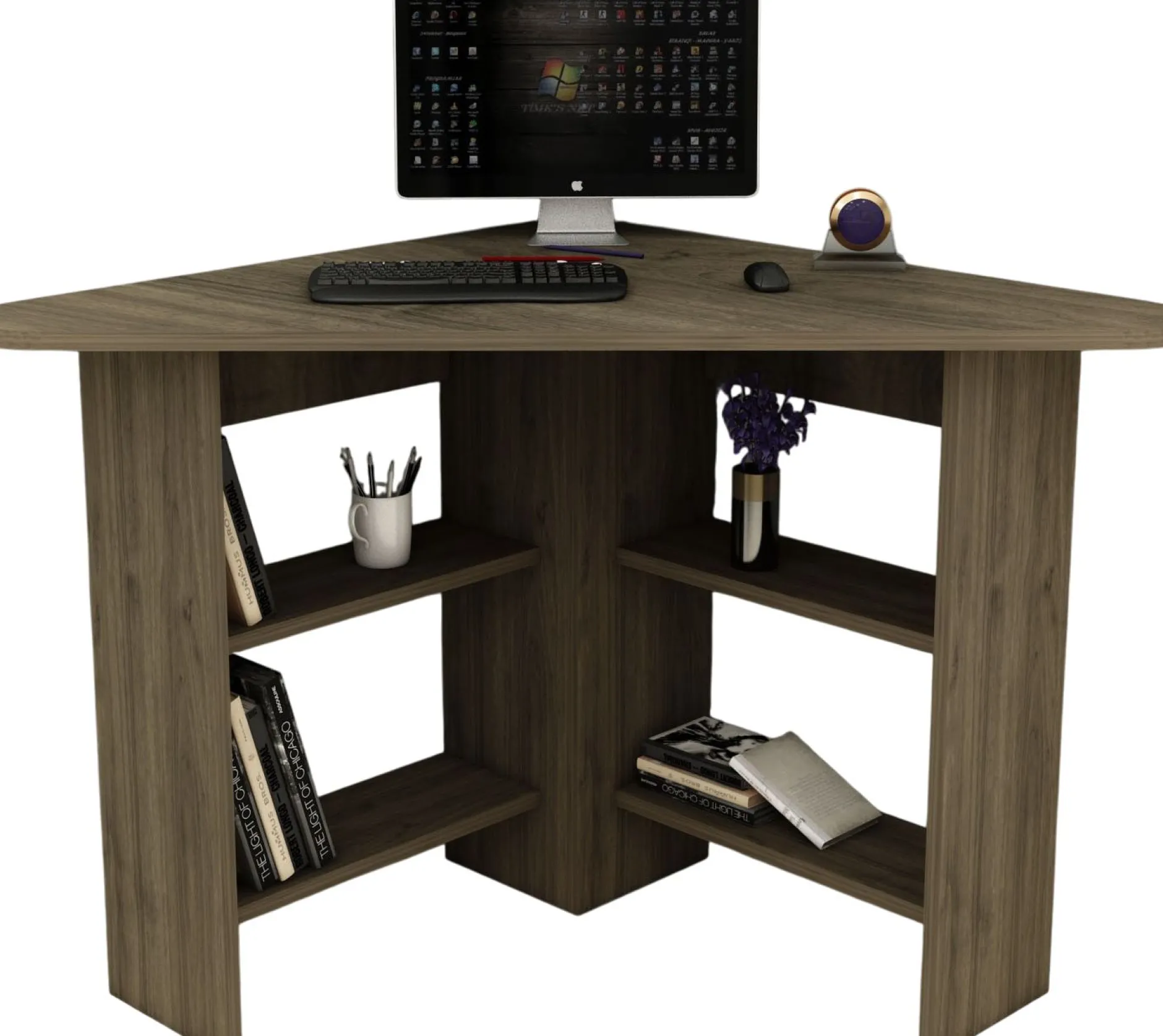Schreibtisch Corner - 100% MELAMINE - Nussbaum - 80 x 73,8 x 80 cm