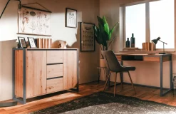 Schreibtisch Damon 120cm 2 Schubladen - Eiche/anthrazit