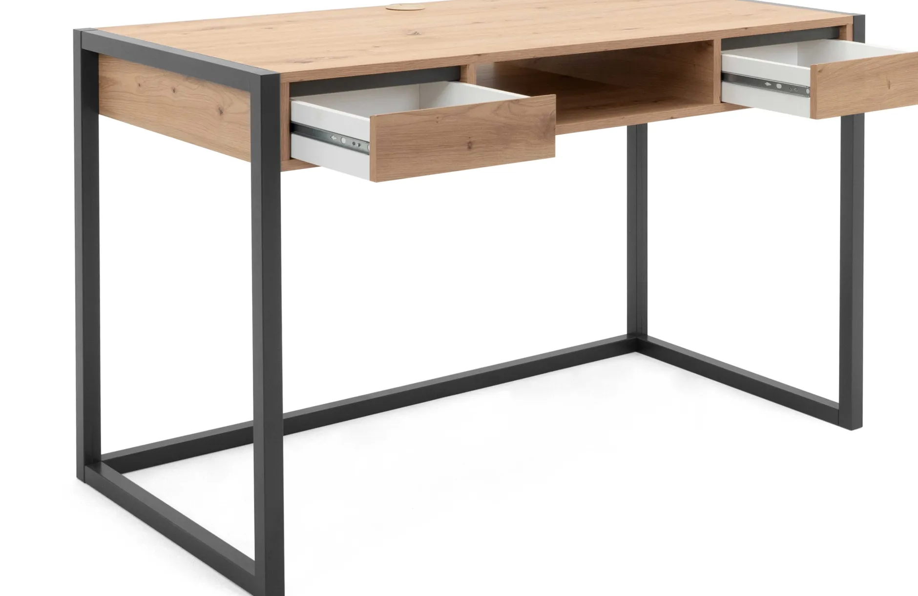 Schreibtisch Damon 120cm 2 Schubladen - Eiche/anthrazit