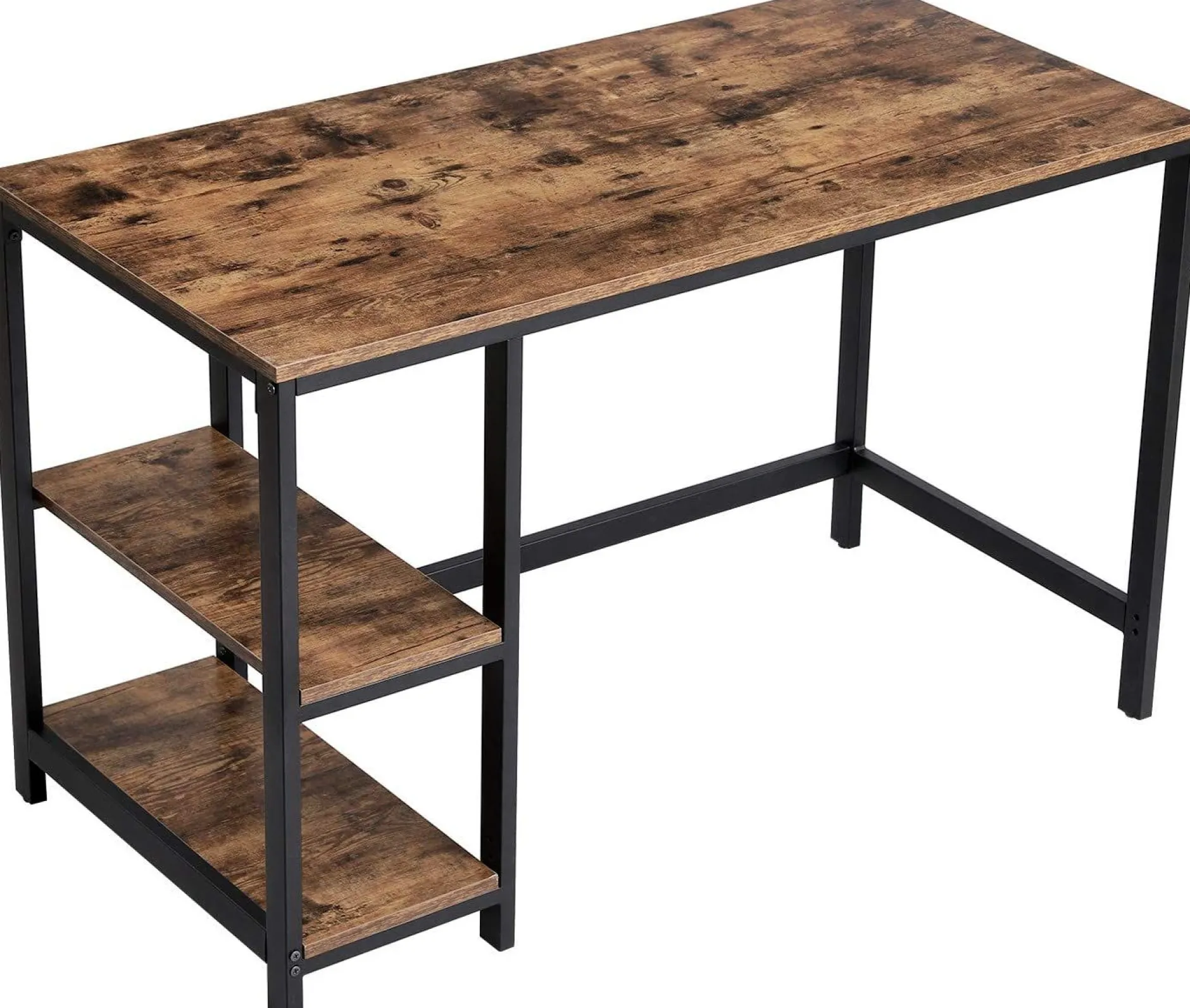 Schreibtisch Fabrice 120cm 2 Ablagen - rustikal braun/schwarz