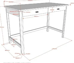 Schreibtisch Forrest - 120x60x77cm - mit zwei Schubladen - Weißbuche