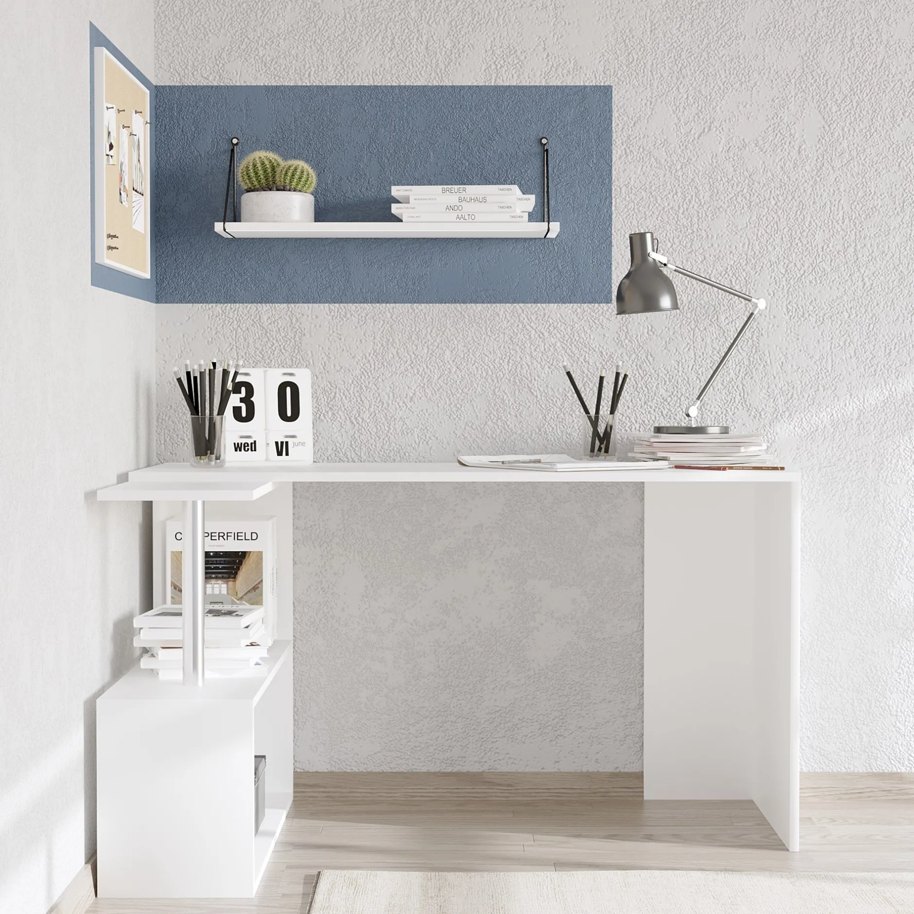 Schreibtisch Gelincik - 100% MELAMINE - Weiß - 130 x 74 x 94 cm