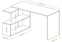 Schreibtisch Gelincik - 100% MELAMINE - Weiß - 130 x 74 x 94 cm