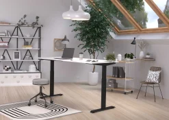 Schreibtisch Hermoso | 180 x 80 x 72-120 cm | elektrisch verstellbar | weiß-schwarzes Design