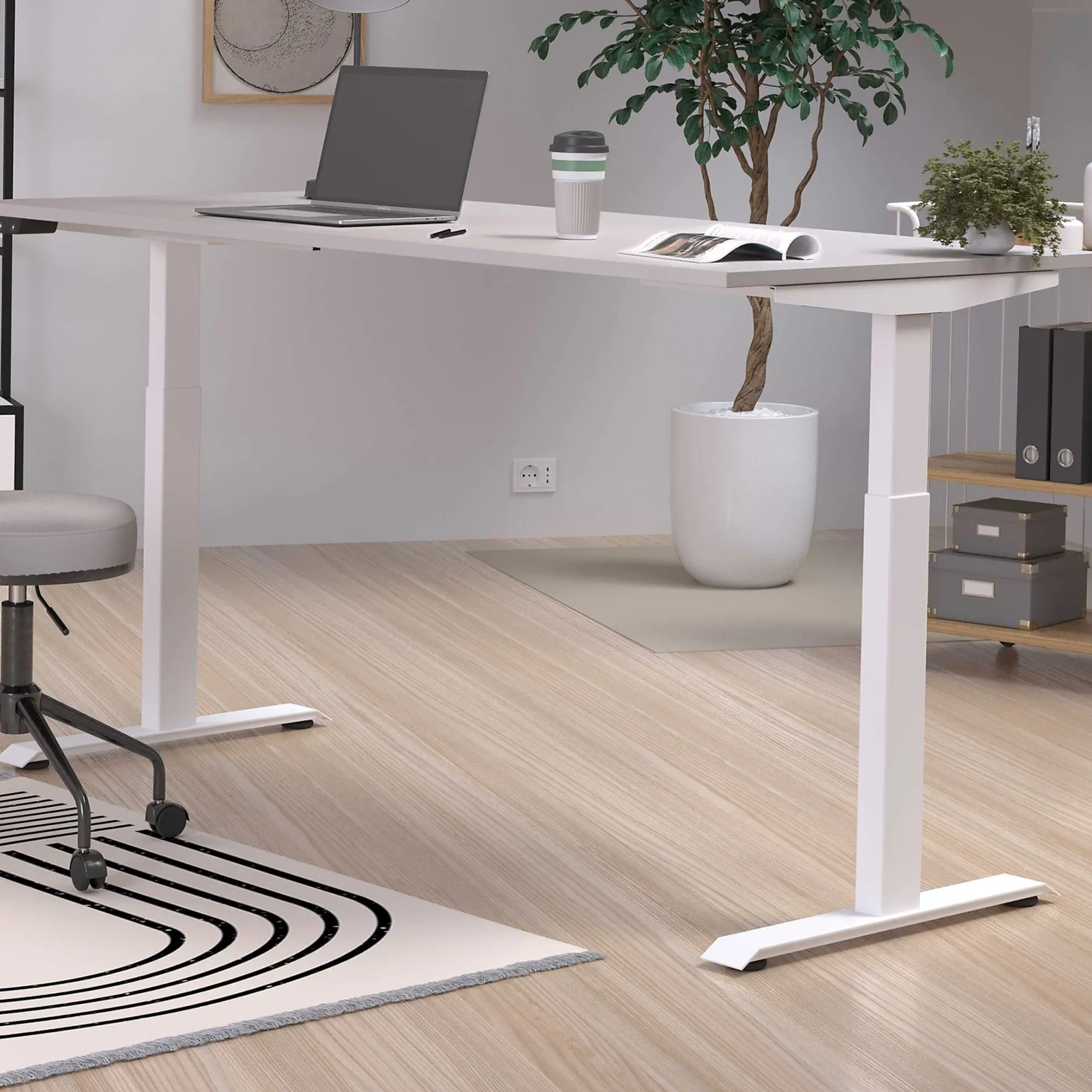 Schreibtisch Hermoso | 180 x 80 x 72-120 cm | elektrisch verstellbar | grau-weißes Design