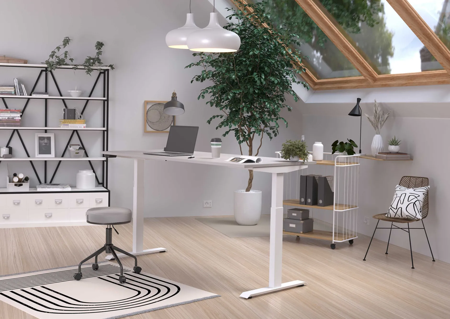 Schreibtisch Hermoso | 180 x 80 x 72-120 cm | elektrisch verstellbar | grau-weißes Design