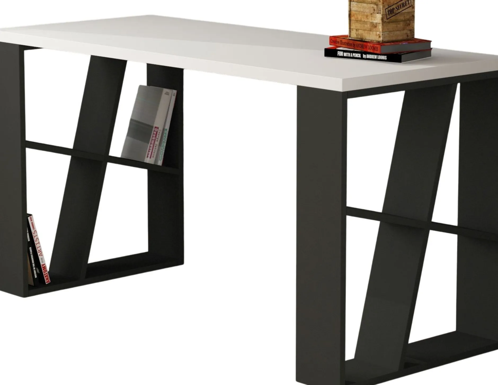 Schreibtisch Honey - 100% MELAMINE - Weiß - 140 x 75 x 60 cm
