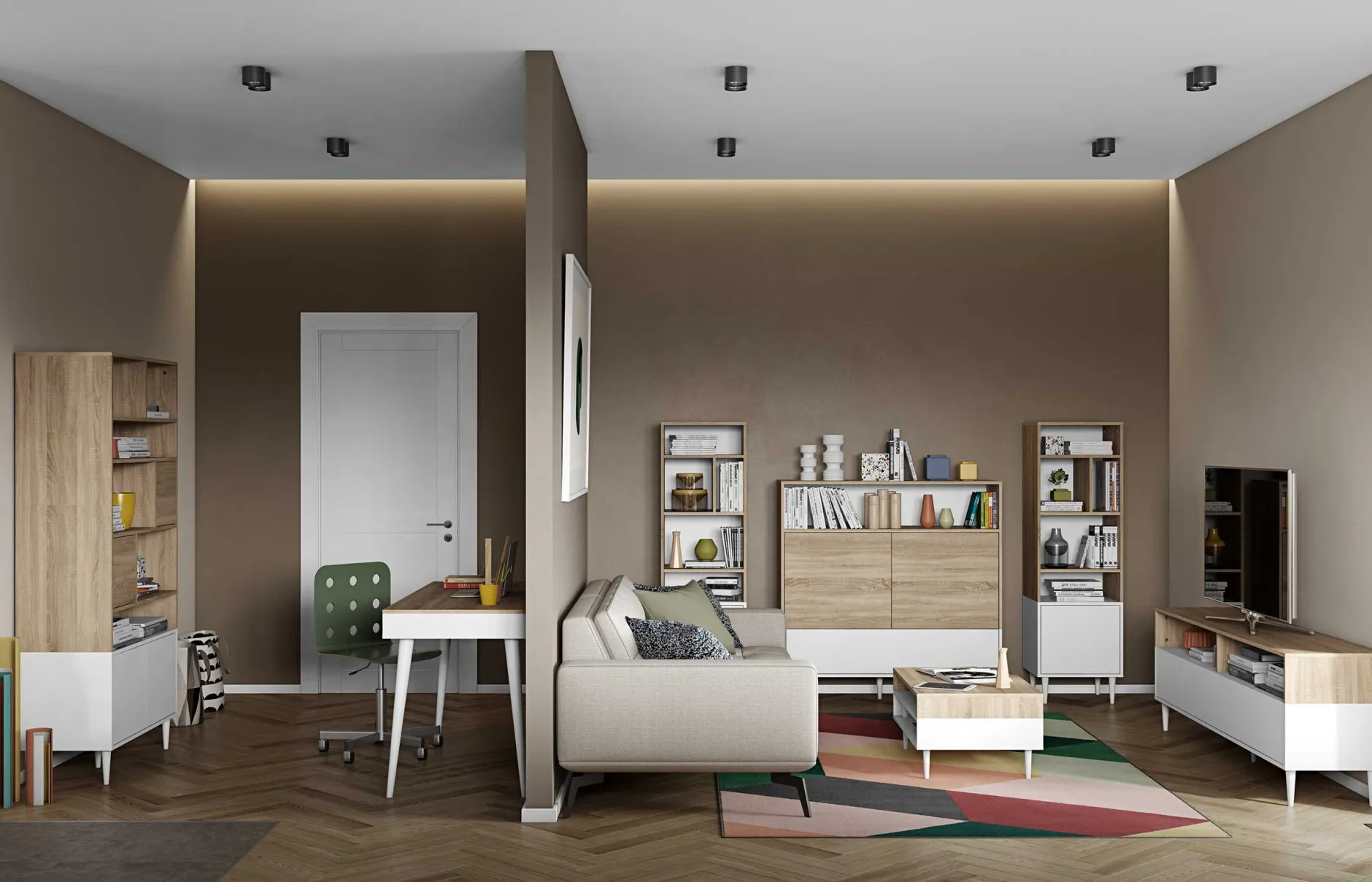 Schreibtisch Horizon 134cm - Eiche/Weiß