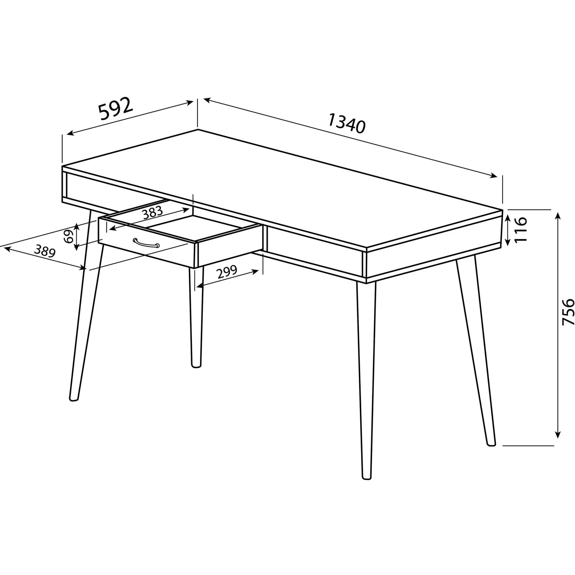 Schreibtisch Horizon 134cm - Eiche/Weiß