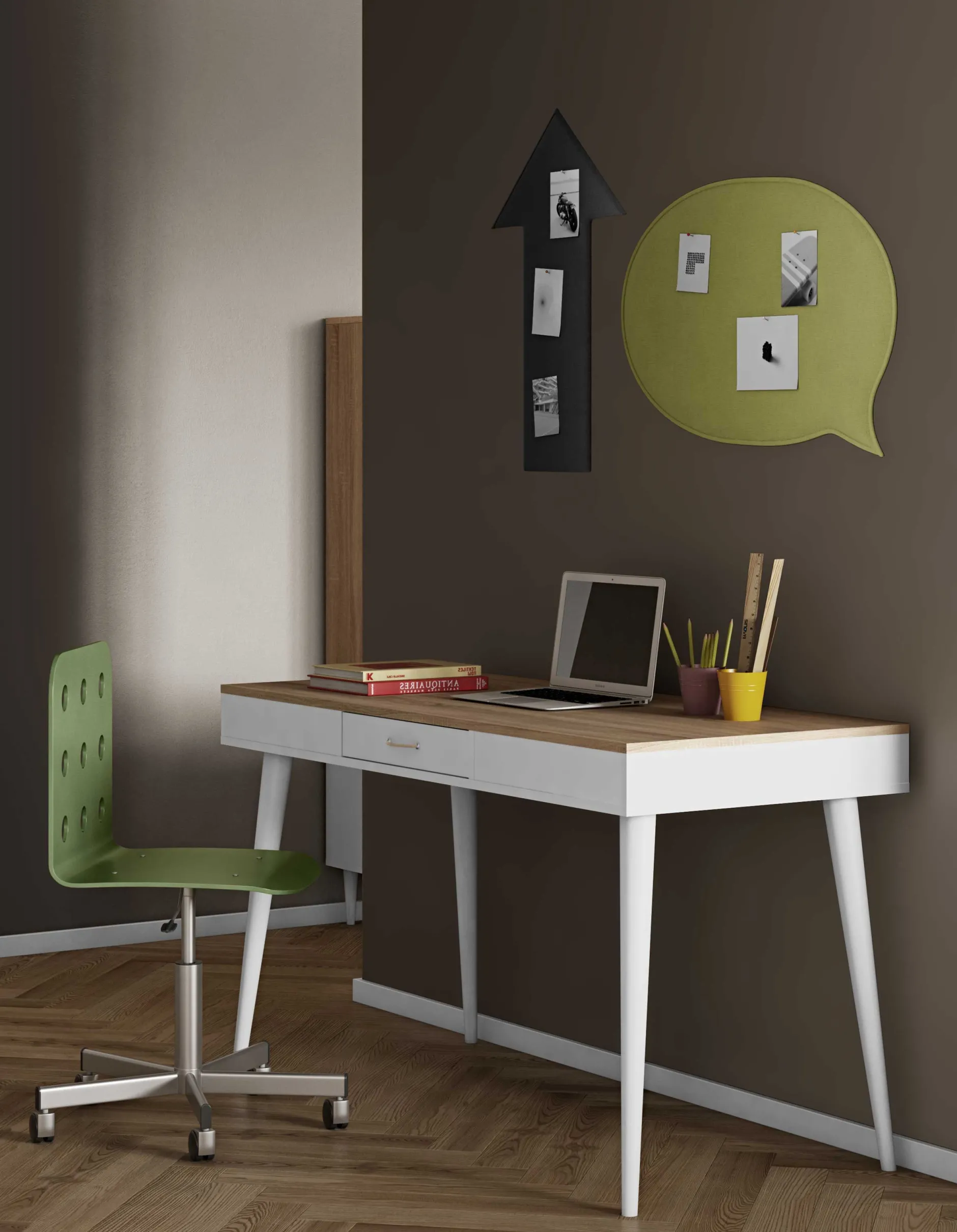 Schreibtisch Horizon 134cm - Eiche/Weiß