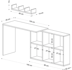 Schreibtisch Jack - 100% MELAMINE - Weiß - 74 x 145 x 45 cm