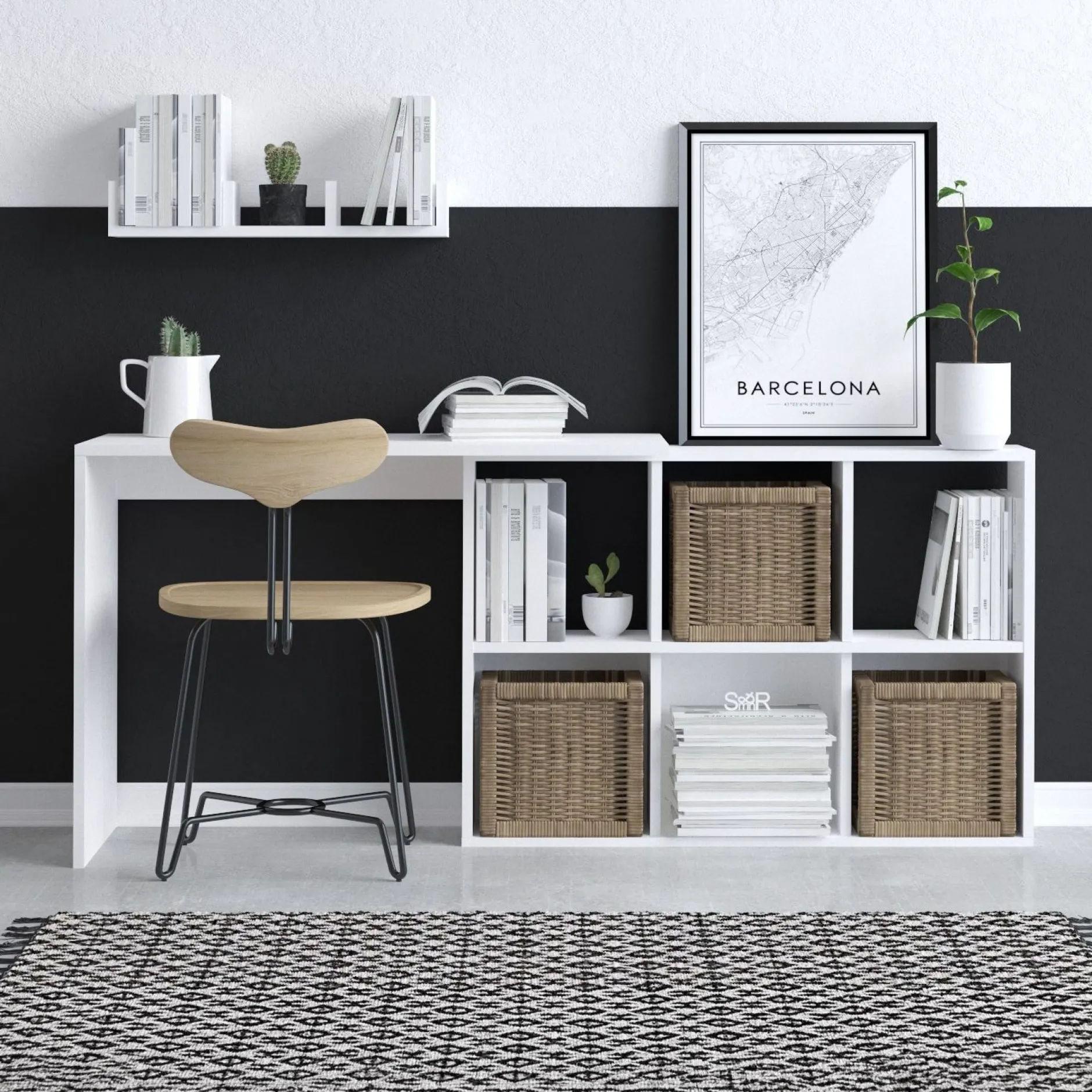 Schreibtisch Jack - 100% MELAMINE - Weiß - 74 x 145 x 45 cm