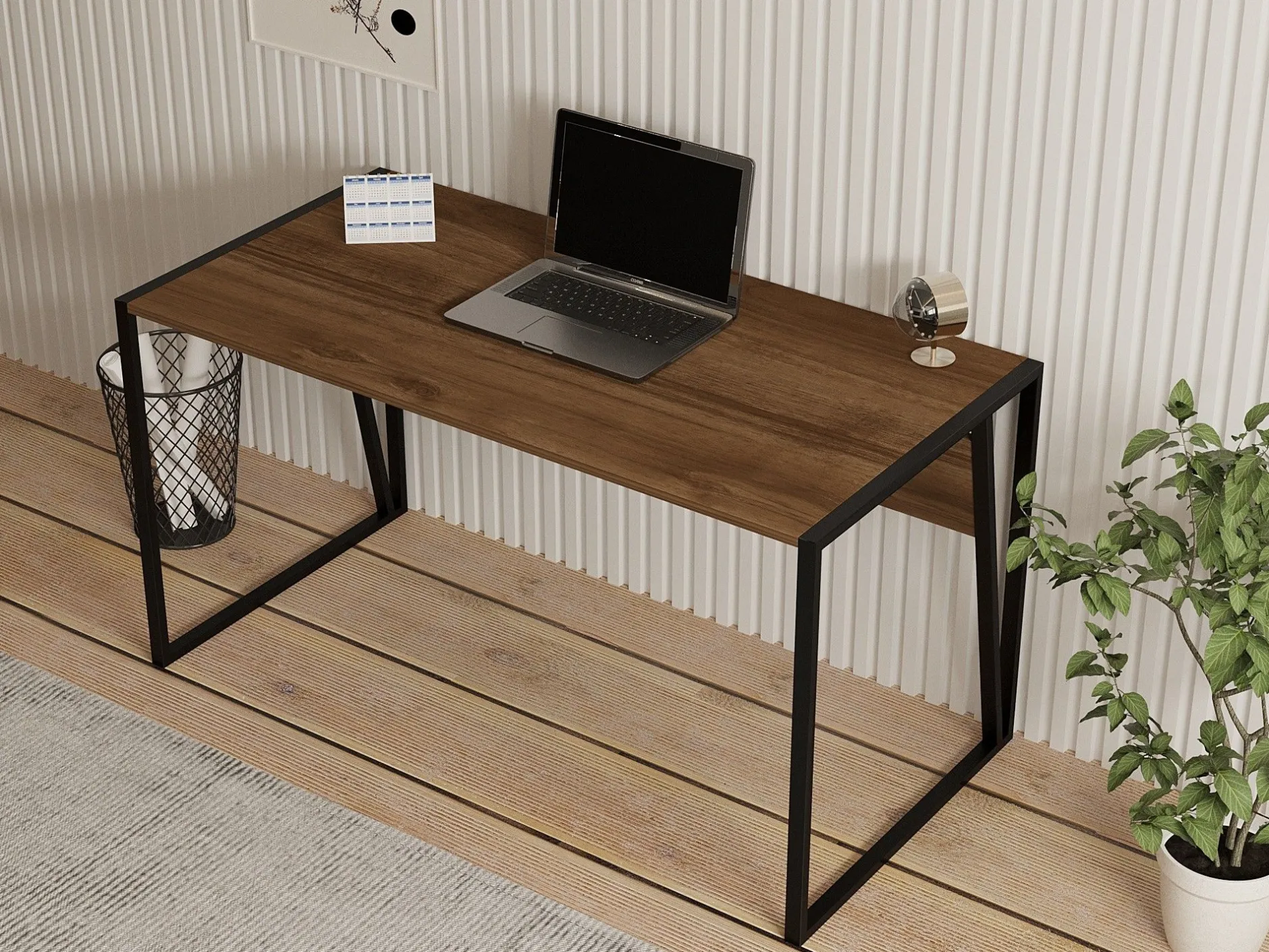 Schreibtisch Kemer - 100% MELAMINE - Nussbaum - 140 x 74 x 70 cm