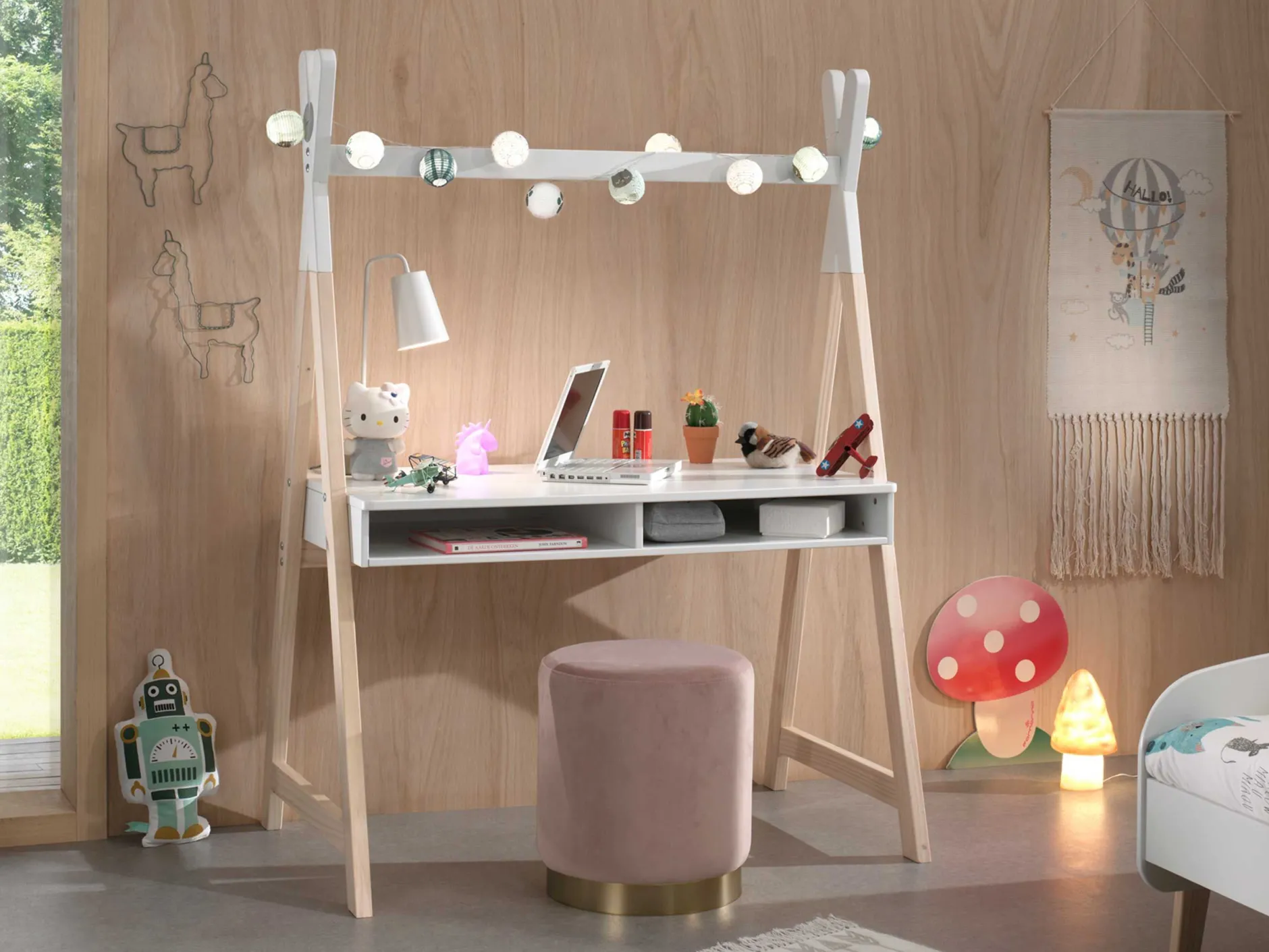 Schreibtisch Kiddy Tipi 116x75 MDF - Kiefer /weiß