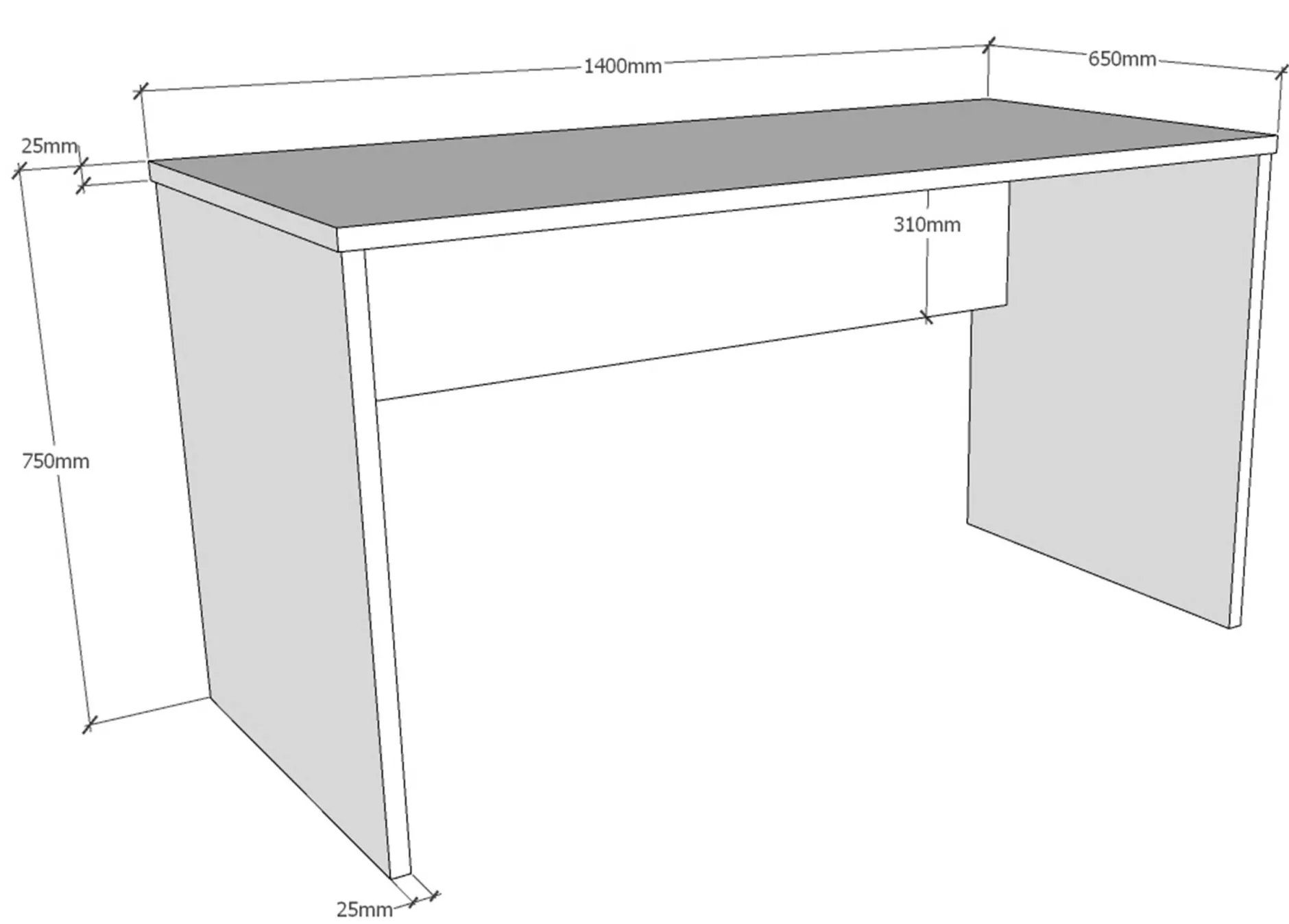 Schreibtisch London 140cm - weiß