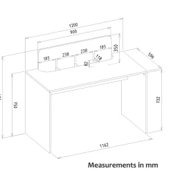 Schreibtisch Maris - 120x60x98cm - mit Stauraum - Eiche Dekor/Weiß