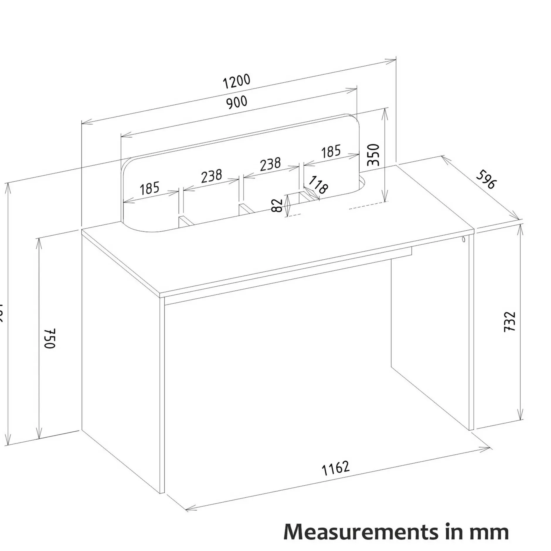 Schreibtisch Maris - 120x60x98cm - mit Stauraum - Eiche Dekor/Weiß