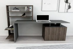 Schreibtisch Melis - 100% MELAMINE - Nussbaum - 146,3 x 128,8 x 60 cm
