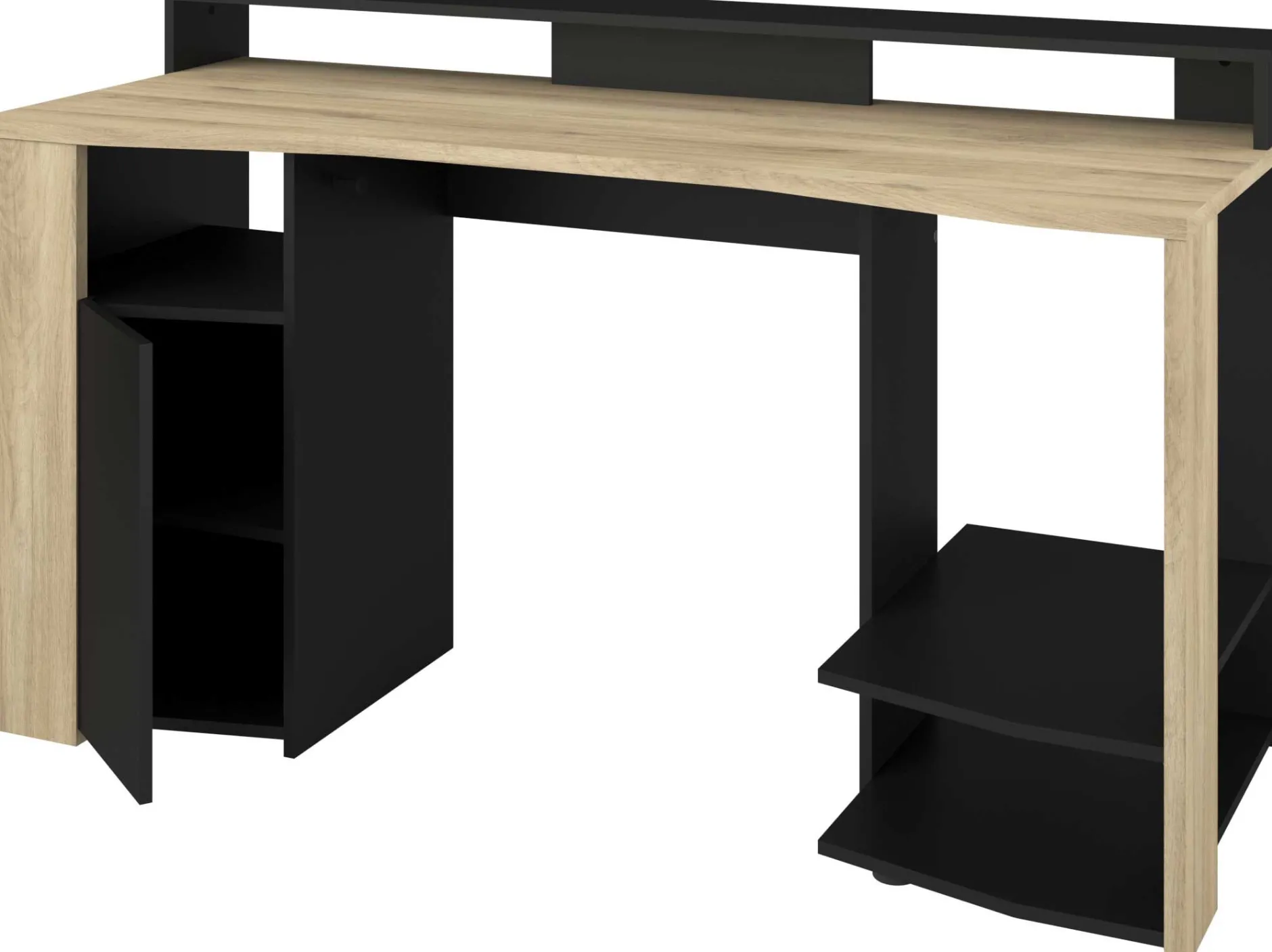 Schreibtisch Meta - 152x61x87cm - mit LED-Beleuchtung - Eiche Dekor/schwarz