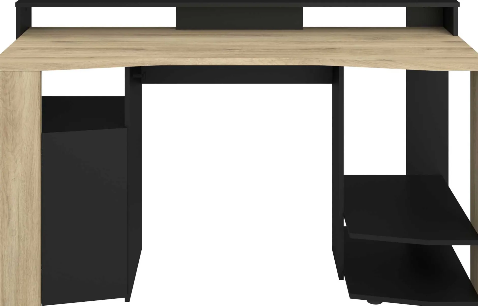Schreibtisch Meta - 152x61x87cm - mit LED-Beleuchtung - Eiche Dekor/schwarz