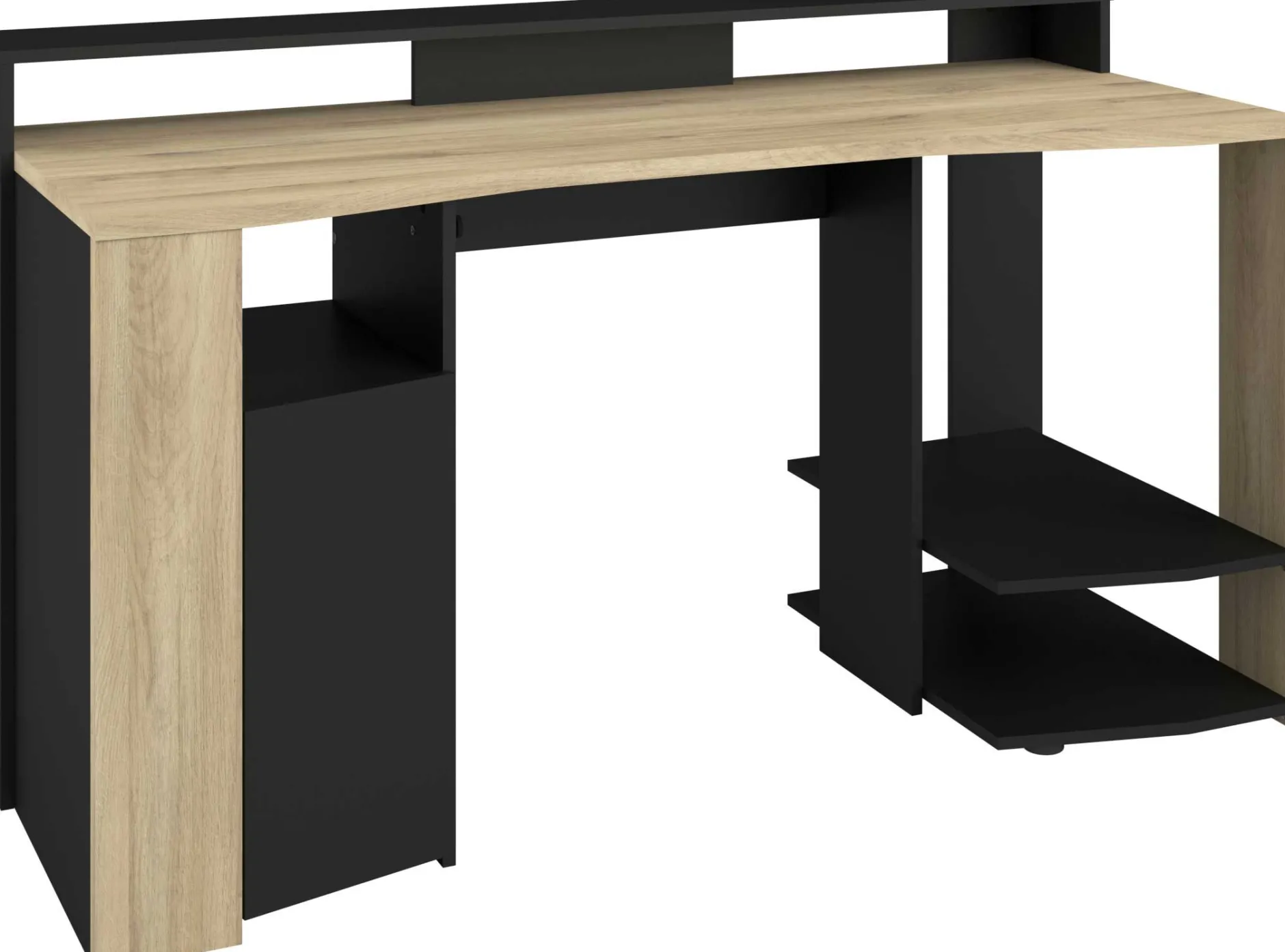 Schreibtisch Meta - 152x61x87cm - mit LED-Beleuchtung - Eiche Dekor/schwarz