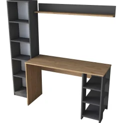 Schreibtisch mit Bücherregal HA125 - 100% MELAMINE - Nussbaum - 160 x 161,8 x 45 cm
