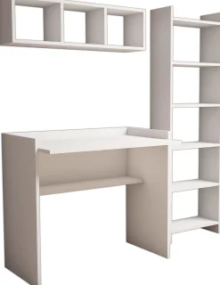 Schreibtisch mit Bücherregal Matilda - 100% MELAMINE - Weiß - 90 x 160 x 58 cm