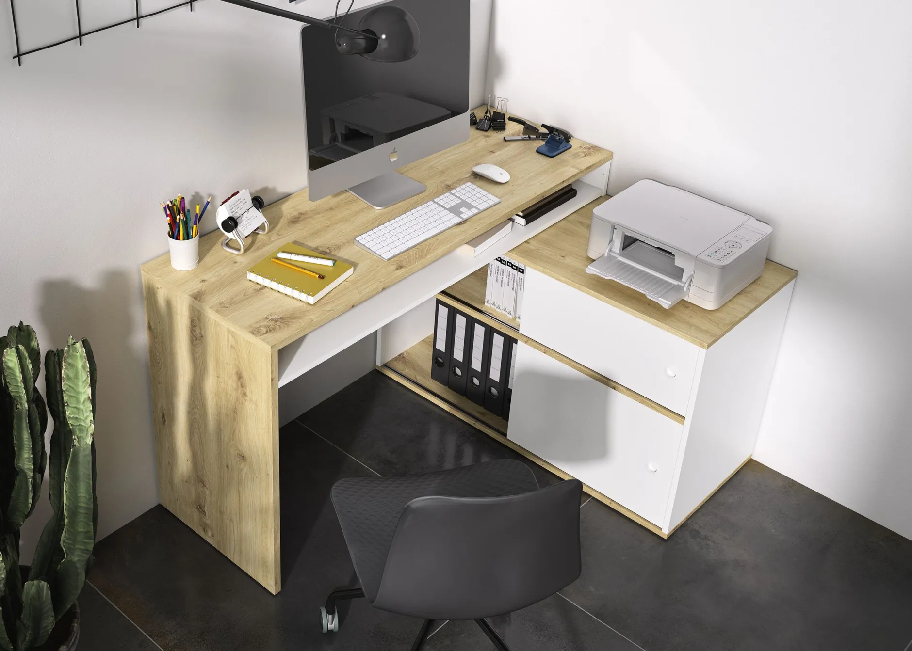 Schreibtisch Modula | 203 x 45 x 76 cm | Weiß