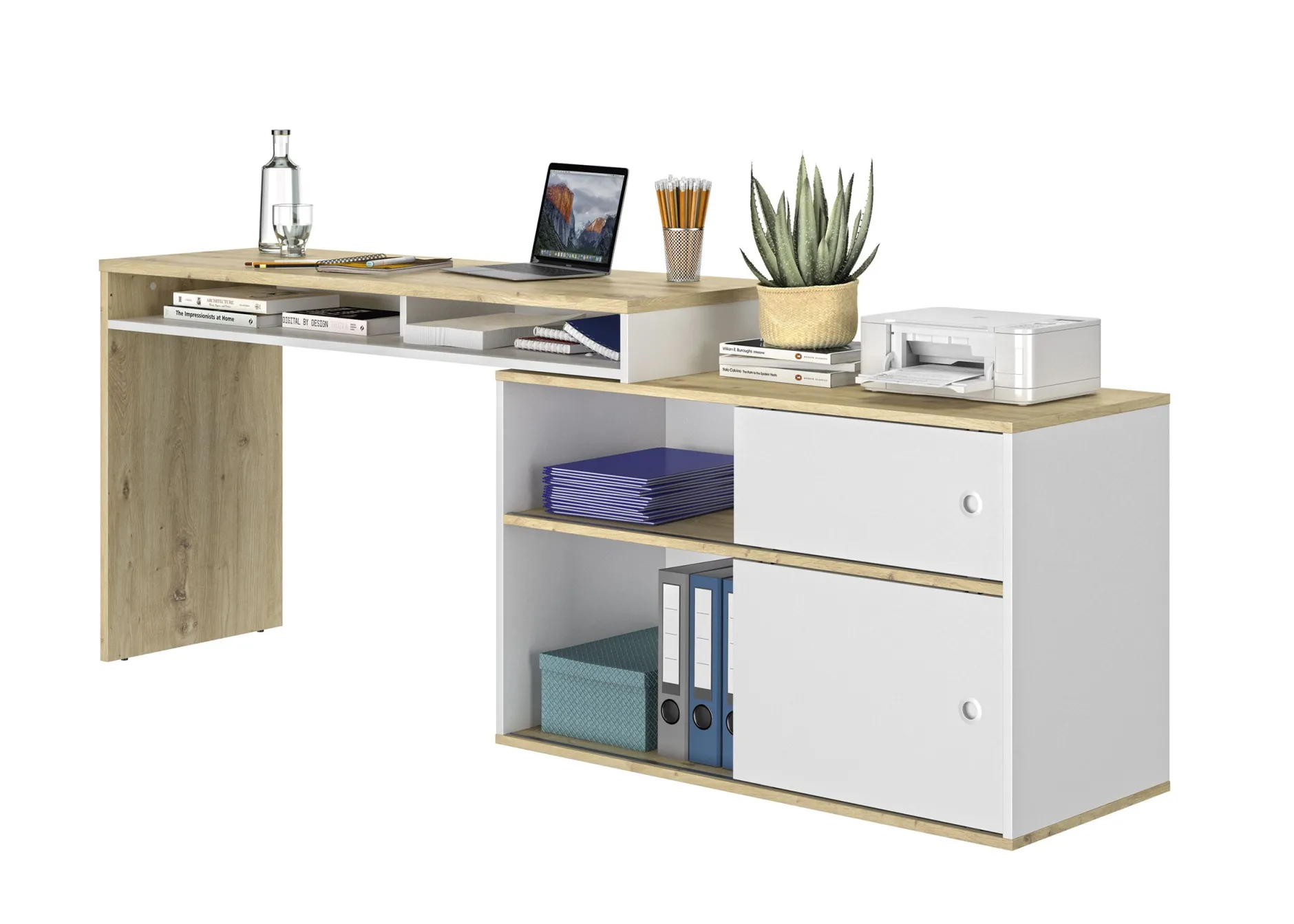 Schreibtisch Modula | 203 x 45 x 76 cm | Weiß